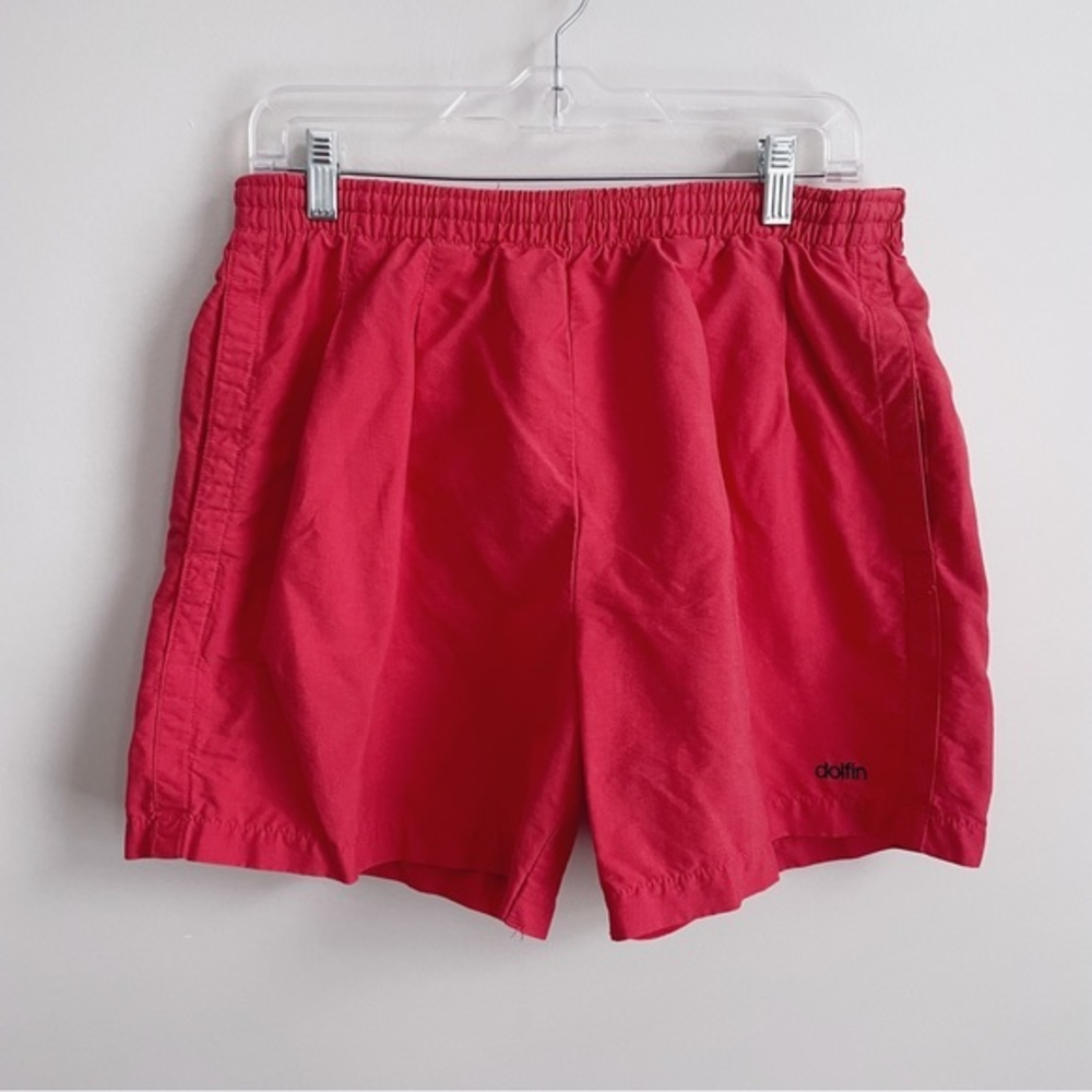 Vintage Red Dolfin Shorts, Men’s‎ Vintage Swim Trunks, Size Medium
